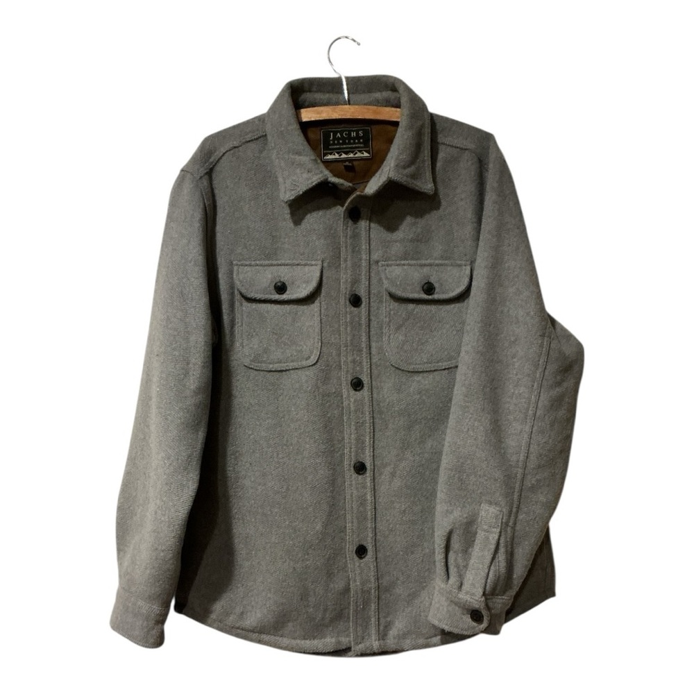 JACHS New York Men’s Wool Blend Shirt Jacket Shacket Gray Button Front Size M